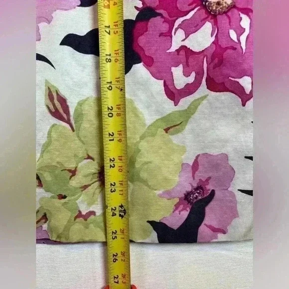 Coldwater Creek Floral blazer jacket‎ size L linen silk blend lined 3/4 sleeve - Picture 6 of 9